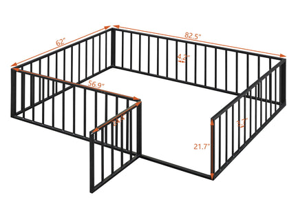 Metal Floor Bed Frame With Fence And Door