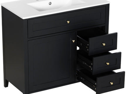 Bathroom Vanity With Sink, Cabinet With 3 Drawers And Adjustable Shelf