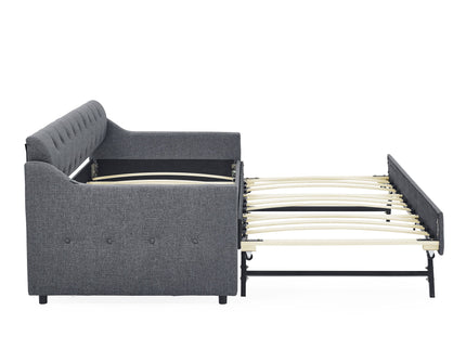 Daybed With Trundle And Storage Drawers, Flat Arms With Pocket