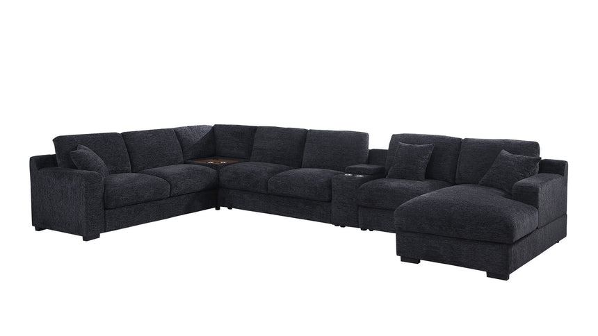 Celine - Fabric Corner Sectional Sofa With Right-Facing Chaise, Cupholders, And Charging Ports