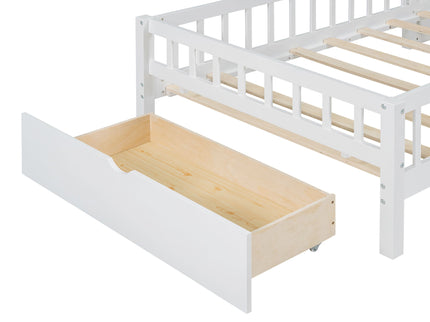 House Bed With Upholstered Sofa, Wireless Charging Station, Shelves And 2 Drawers