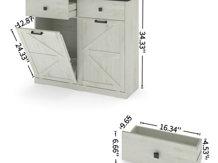 Double Tilt Out Trash Cabinet With Hideaway Drawer And Barn Door Style