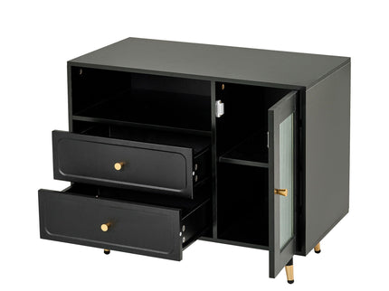 Modern Makeup Vanity Desk With Mirror And Lights Retractable Design Engineered Wood - Black