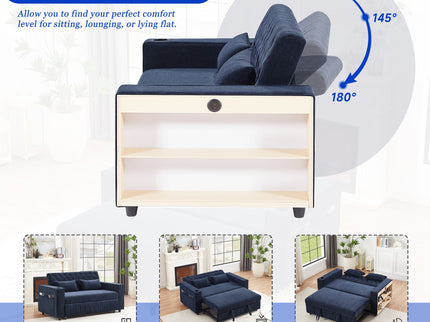 Pull-Out Sofa Bed Convertible Couch With Adjustable Backrest For Living Room
