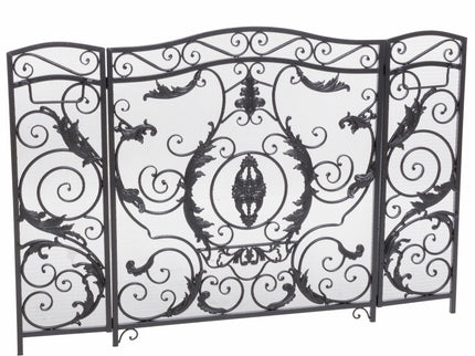 Mariella - Traditional Floral Iron Fireplace Screen With Ornate Design