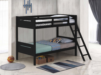 Bunk Bed With Built In Ladder, Safety Guardrails And Angled Access Step
