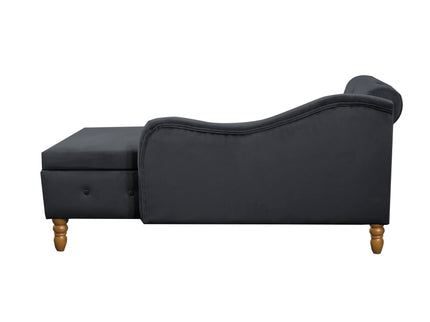 Chaise Lounge Indoor, Lounge Chair For Bedroom With Storage & Pillow, Modern Upholstered Rolled Arm Chase Lounge For Sleeping With Nailhead Trim For Living Room Bedroom Office