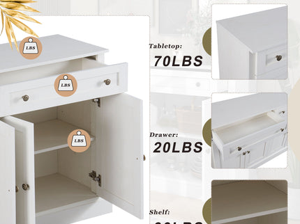 Kitchen Sideboard Storage Buffet Cabinet With 2 Drawers & 4 Doors Adjustable Shelves For Dining Room, Living Room