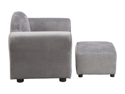 Kids Recliner Chair, Kids Upholstered Couch With Ottoman - Gray