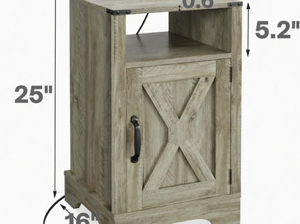 Farmhouse Nightstand, Charging Station & Storage