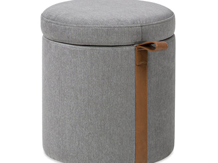 Brandy - Round Upholstered Storage Ottoman With Accent