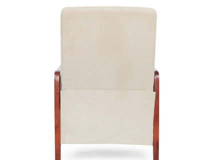 Mid Century Modern Fabric Channel Stitch Wood Pushback Recliner