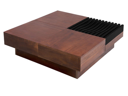 Italian Retro Inspired Acacia Wood Storage Coffee Table - Brown / Black