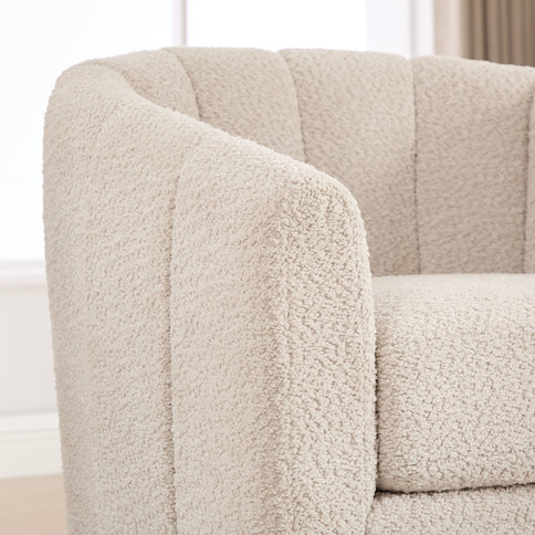 Swivel Upholstered Barrel Chair With Metal Base