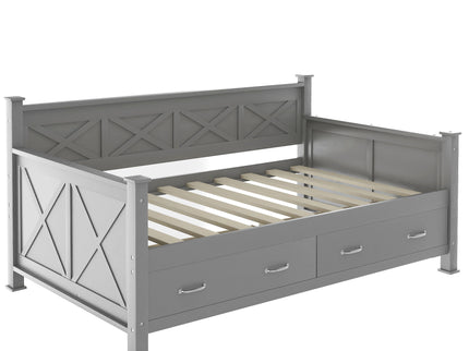 Modern Daybed With 2 Large Drawers, X Shaped Frame