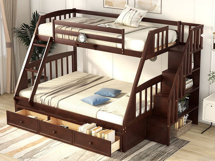 Bunk Bed With Drawers, Ladder And Storage Staircase