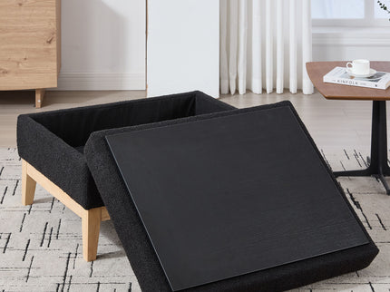 Upholstered Storage Ottoman With Reversible Lid Coffee Table, Foot Stool