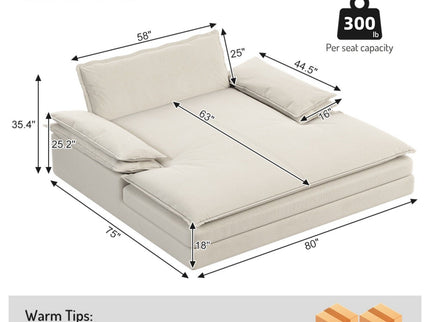Modern Oversized Double Chaise Lounge Chair