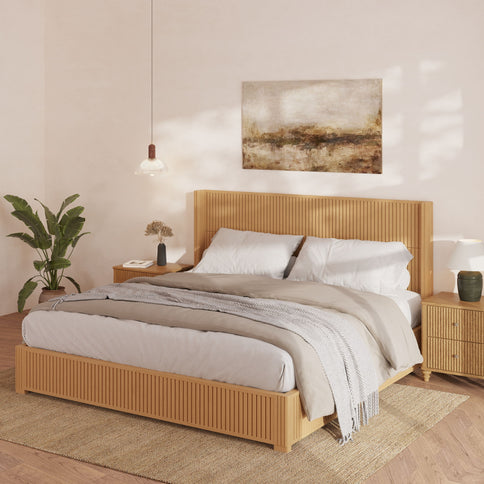 Platform Bed Frame With Headboard, Floor Standing Design