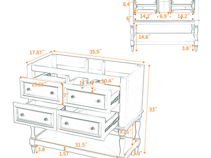 Modern Bathroom Vanity Cabinet With 4 Drawers