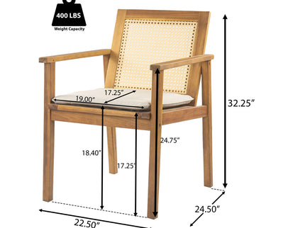 Preston - Outdoor Dining Chair With Cushion (Set of 2) - Teak / Beige