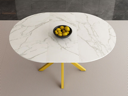 Round Dining Table With Extendable Blades, X Base