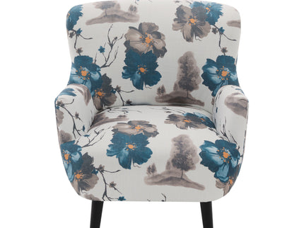 Armchair With Round Arm - White / Blue