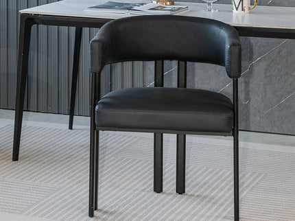 Modern Dining Upholstered Barrel Chair With Curved Back And Armrests