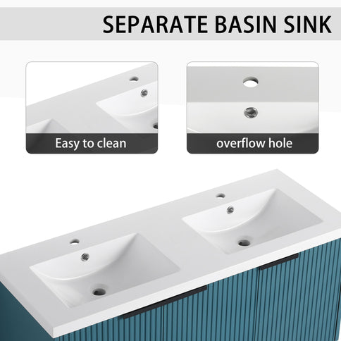 Contemporary Wall Mounted Bathroom Vanity With Resin Double Sink