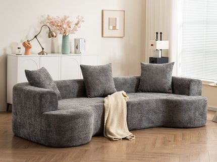 Modern Style Ultra Smooth Curved Sofa With 3 Pillows