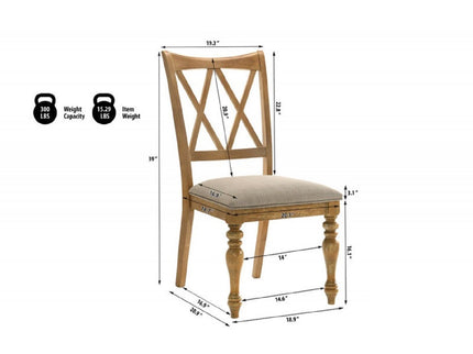 Dining Chair, Double X Back Kitchen Chairs (Set of 2) - Brown