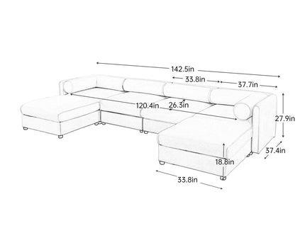 Contemporary Elegant Sofa With Storage And Ottoman