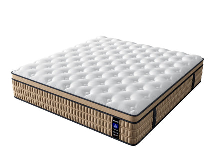 14" King Mattress Hotel Collection Hybrid Mattress With Gel Memory Foam & Pocket Springs - Brown / White