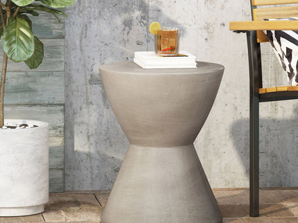 Outdoor Hourglass Shaped Side Table - Light Gray