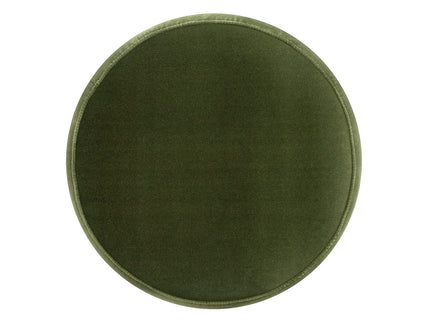 Edward - Round Upholstered Ottoman With Bullion Fringe - Olive Green