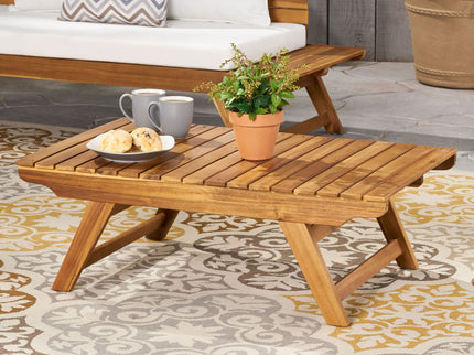 Outdoor Acacia Wood Coffee Table With Open Slat Design