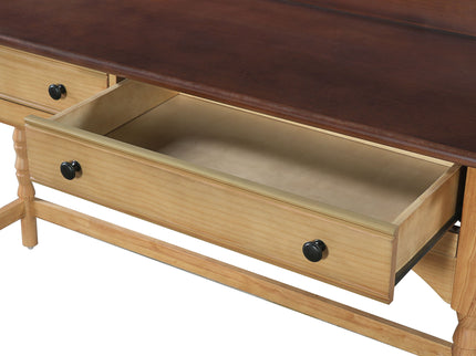 Writing Desk With 2 Storage Drawers, Workstation For Living Room - Brown / Natural
