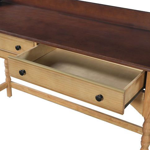Writing Desk With 2 Storage Drawers, Workstation For Living Room - Brown / Natural