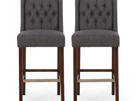 Solstara - Upholstered Dining Barstool With Button Tufted And Wing Back