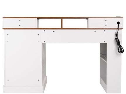 Office Desk With Storage Cabinet, Charging Station, Monitor Stand & Pegboard