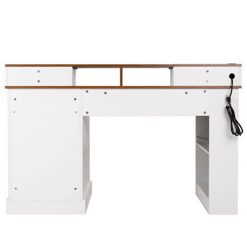 Office Desk With Storage Cabinet, Charging Station, Monitor Stand & Pegboard