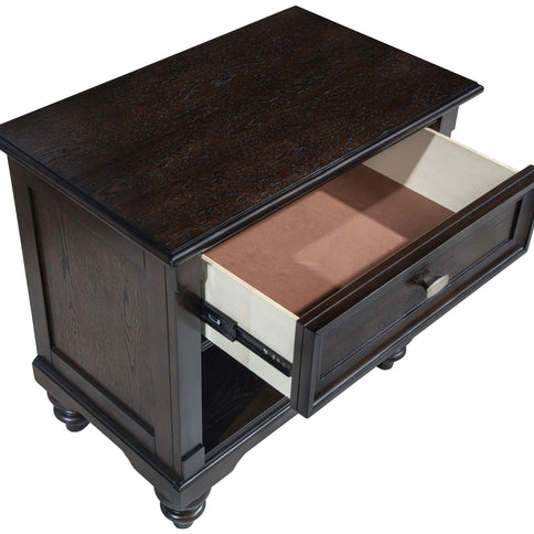 Berwick - 1 Drawer Nightstand With Open Cubby - Dark Oak