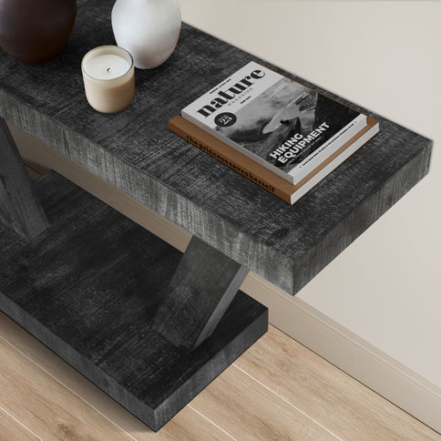 Vintage Distressed Wood Entryway Bench With 2 Tier Storage Cabinet
