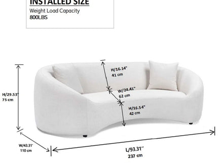 Curved 3 Seater Sofa For Living Room - White