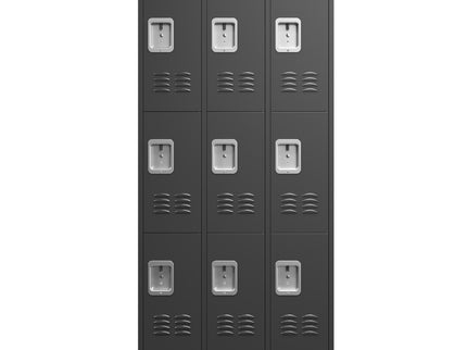 9 Door Lockers With Lock For Secure Storage And - Black