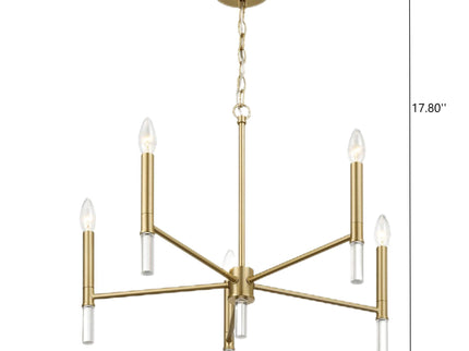 Courtyard - 5 Light Candle Chandelier - Clear / Gold