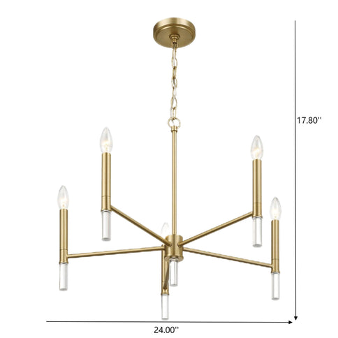 Courtyard - 5 Light Candle Chandelier - Clear / Gold