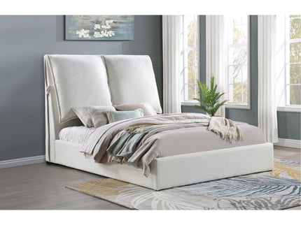 Corwyn - Queen Upholstered Panel Bed With Headboard Pillows - White