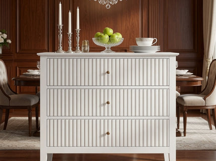 3 Drawer Nightstand, Wide With Soft Close Slides - White