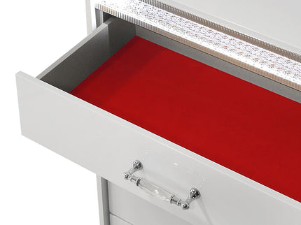 Glam - 5 Drawer Chest With LED Lighting - White